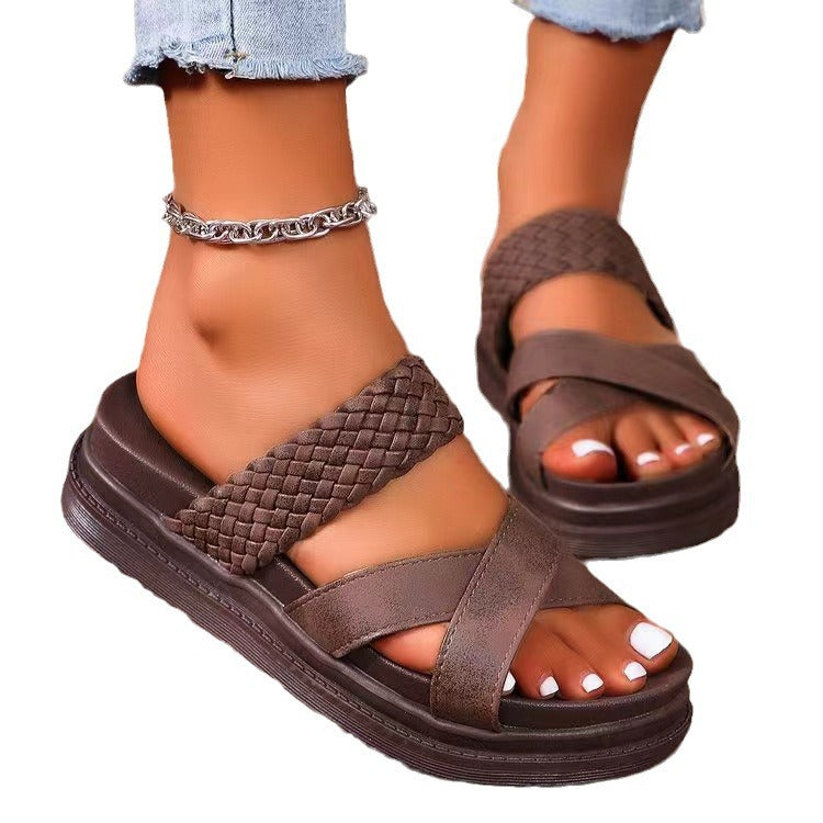 Chic Cross Woven Greta  Roman Sandals
