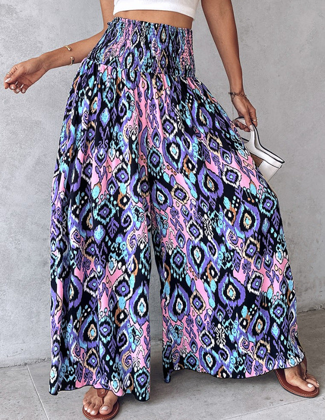 Retro Floral Wide-Leg Pants by Greta 