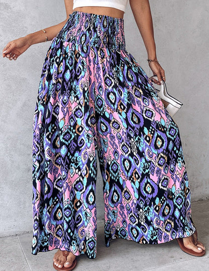 Retro Floral Wide-Leg Pants by Greta 