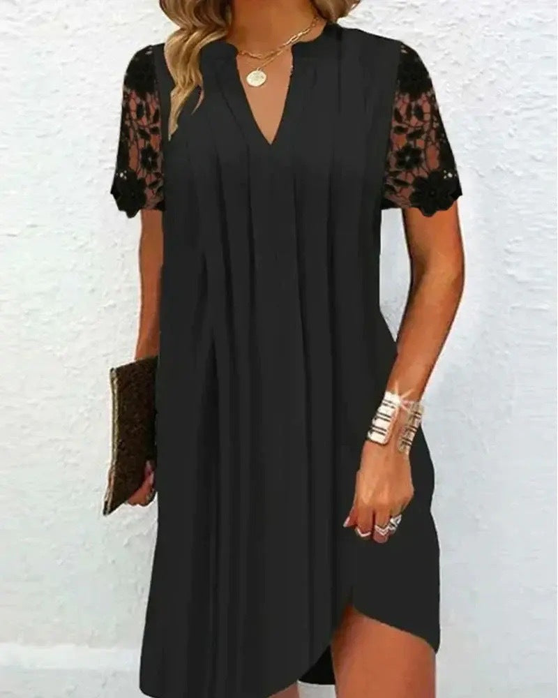 Chic Lace Sleeve Black Dress by Greta 
