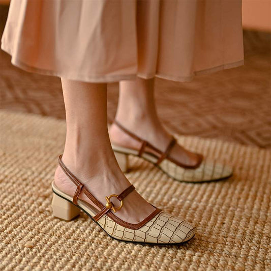 Chic Square Toe Mary Jane Heels by Greta 
