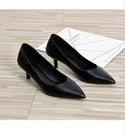 Elegant Black Sheepskin Heels by Greta 
