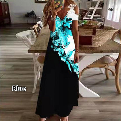 Floral Lace V-Neck Maxi Dress by Greta 
