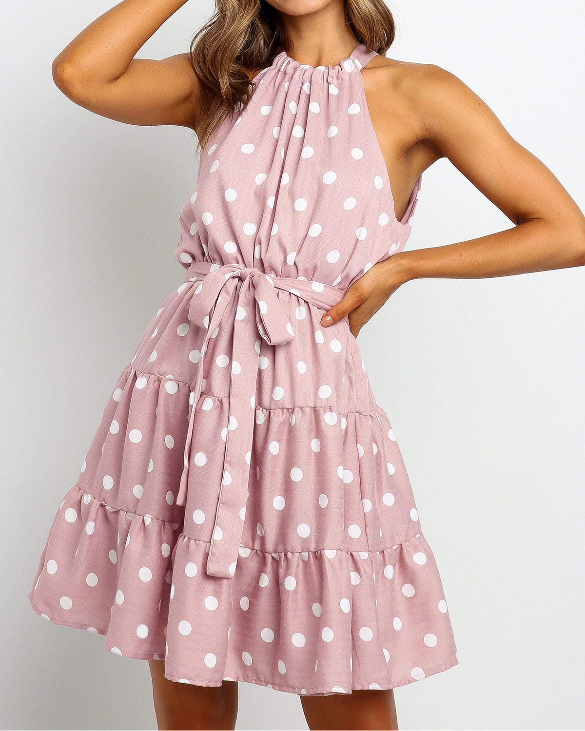 Chic Polka Dot Halter Dress by Greta 