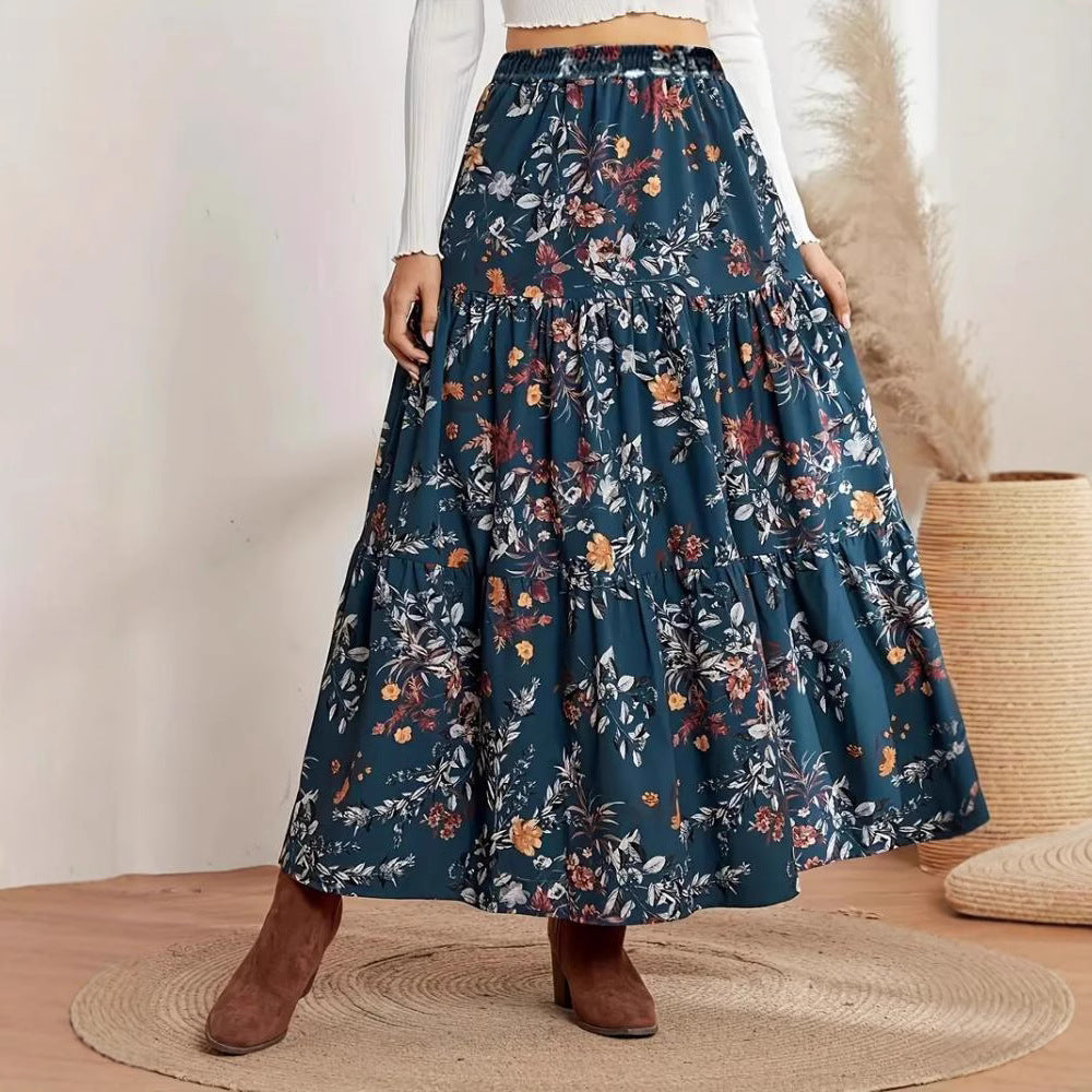 Bohemian Floral Greta  Midi Skirt
