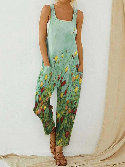 Artful Print Greta  Loose Jumpsuit Trousers