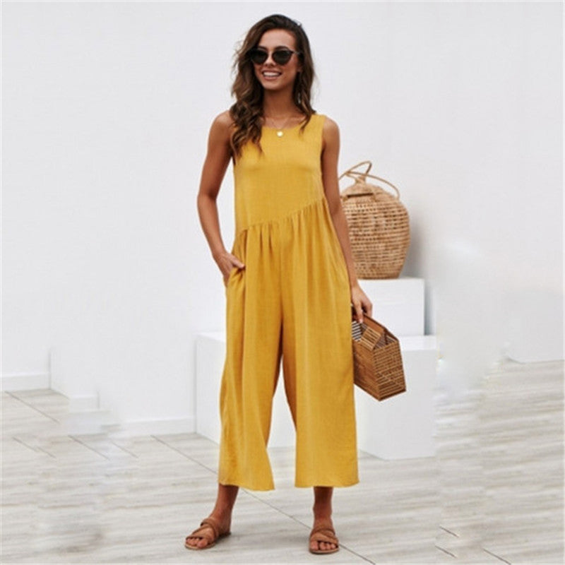 Chic Solid Color Vest Jumpsuit by Greta 