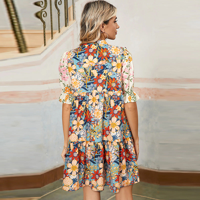 Floral V-Neck A-Line Dress by Greta 