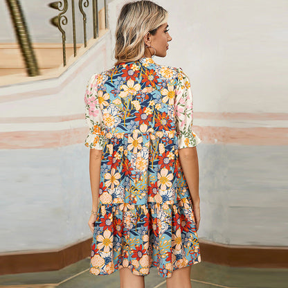 Floral V-Neck A-Line Dress by Greta 