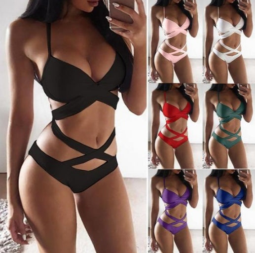 Chic Colorblock Greta  Strappy Bikini Set