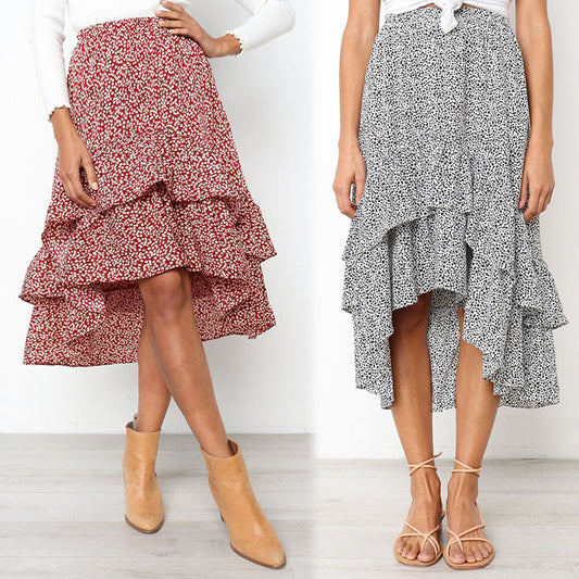 Floral Ruffle Midi Skirt by Greta 