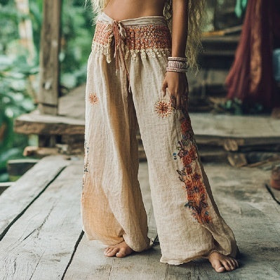 Elegant Floral High-Waisted Pants by Greta 