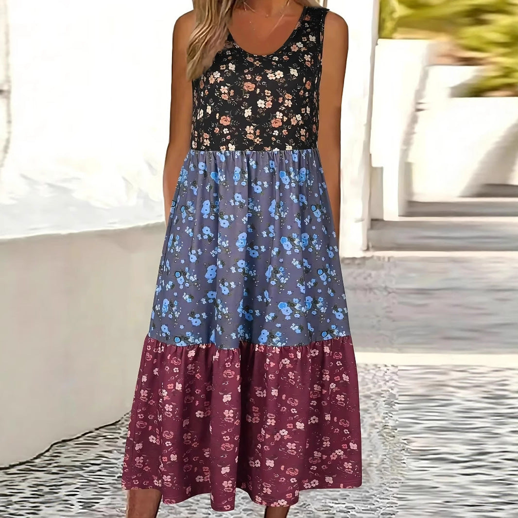 Floral Tiered Greta  Casual Vest Dress