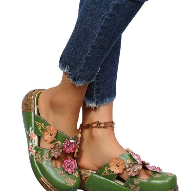 Boho Floral Greta  Round Toe Sandals