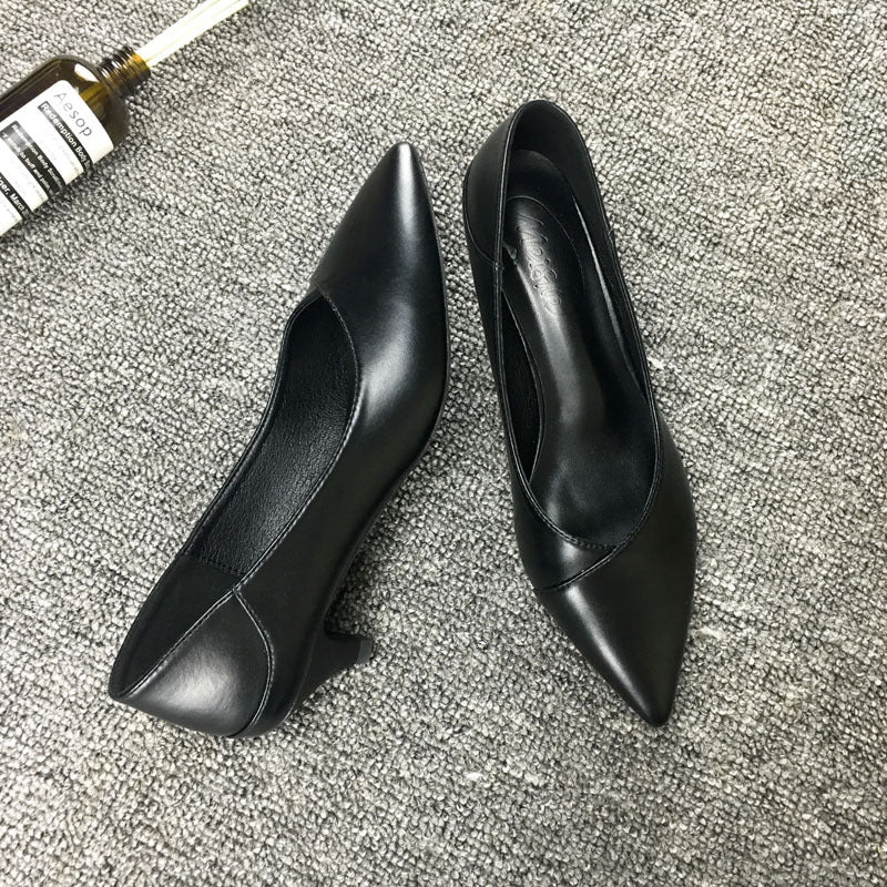 Elegant Black Sheepskin Heels by Greta 