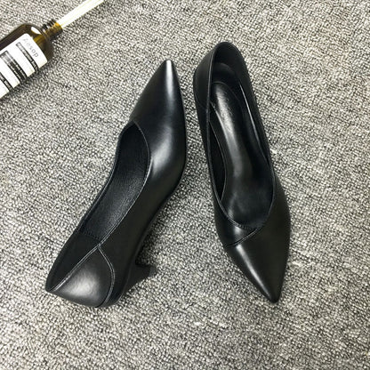 Elegant Black Sheepskin Heels by Greta 