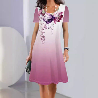 Floral Print Greta  Mid-Length Summer Dress