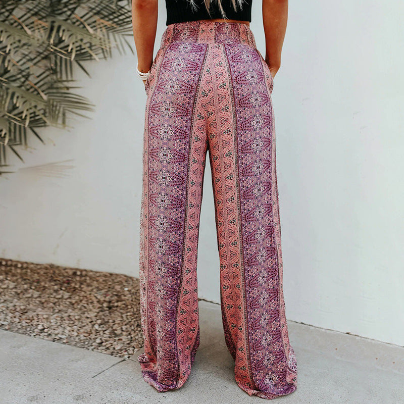 Boho Print Wide Leg Pants by Greta 