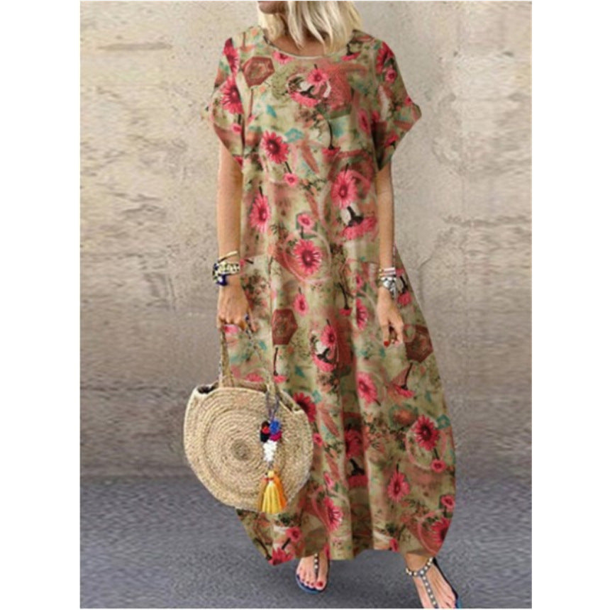 Floral Print Greta  Cotton Linen Maxi Dress