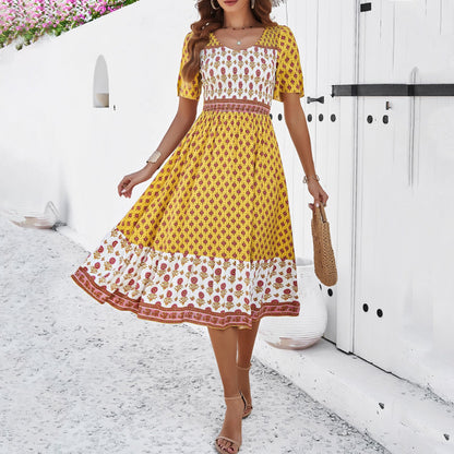 Boho Printed Greta  Summer Midi Dress