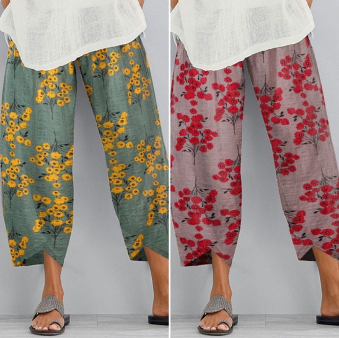 Retro Floral Wide Leg Pants Greta 