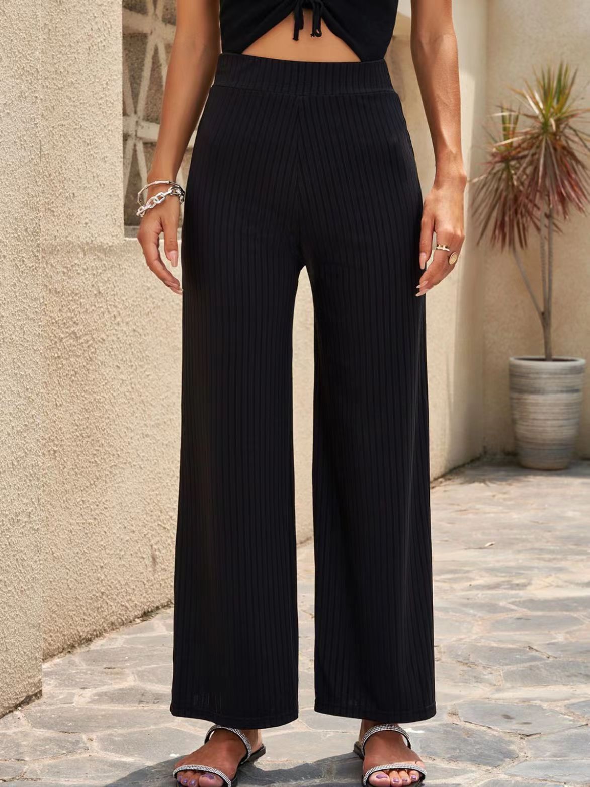 Stretch Wide-Leg Pants by Greta 