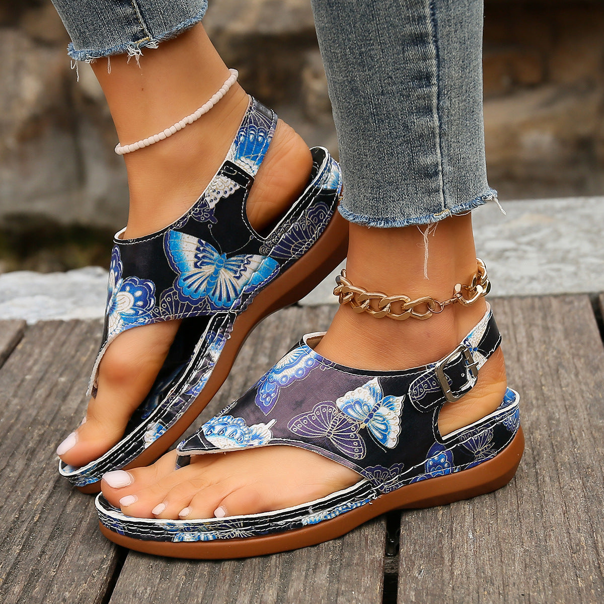 Floral Wedge Sandals by Greta 