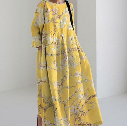 Vibrant Floral A-Line Dress by Greta 