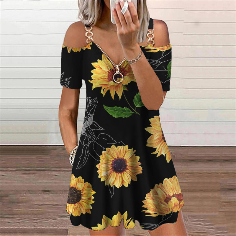 Chic Print Short Sleeve Dress by Greta 