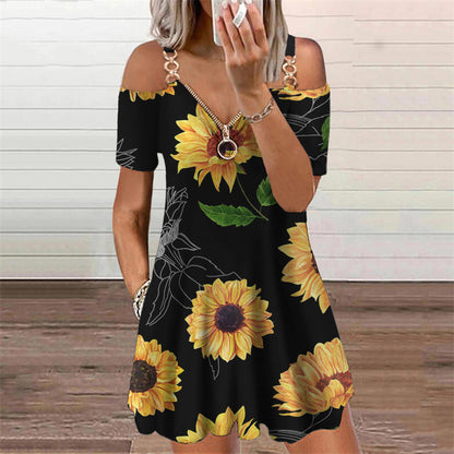 Chic Print Short Sleeve Dress by Greta 