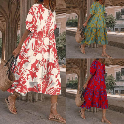 Floral Print Greta  Summer Midi Dress