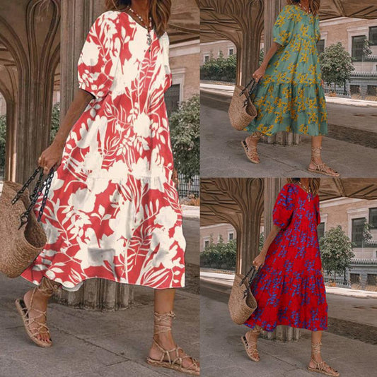 Floral Print Greta  Summer Midi Dress