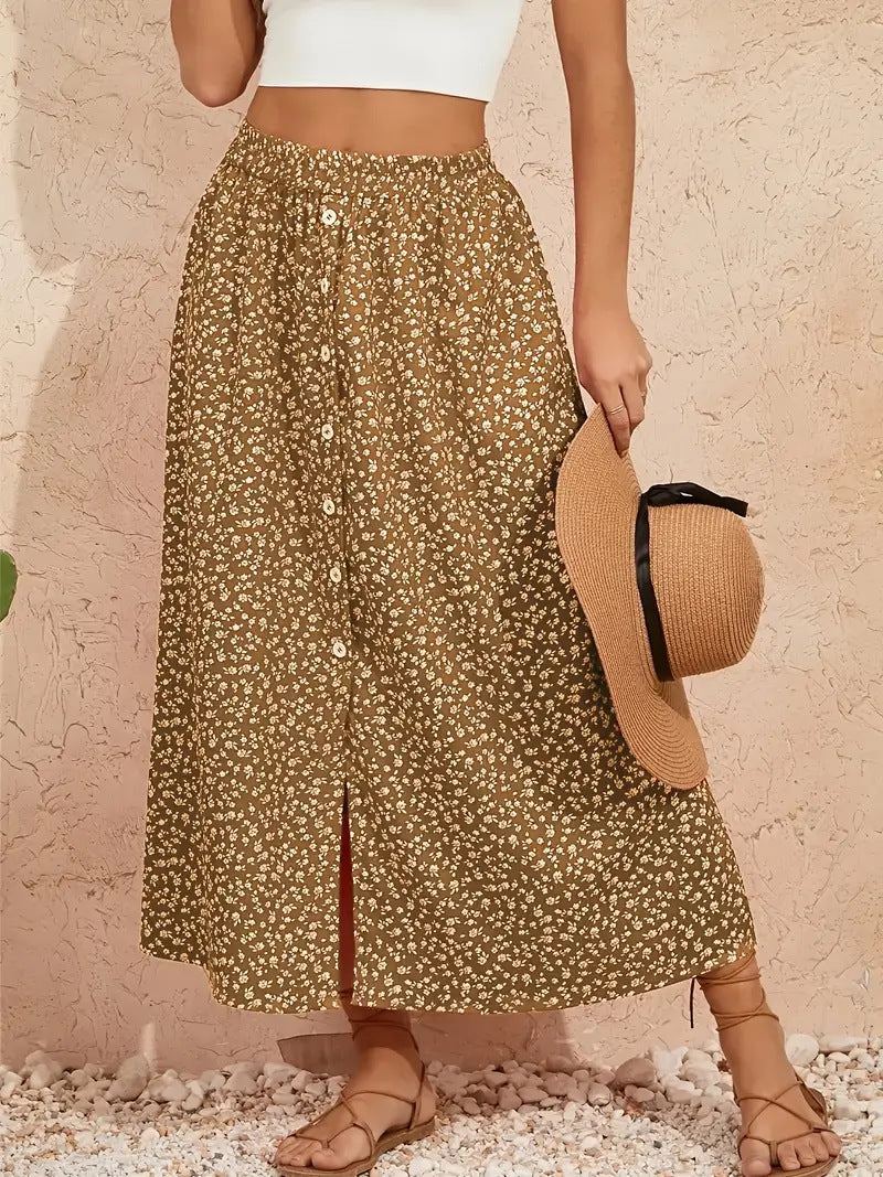 Pastoral Floral A-Line Skirt by Greta 