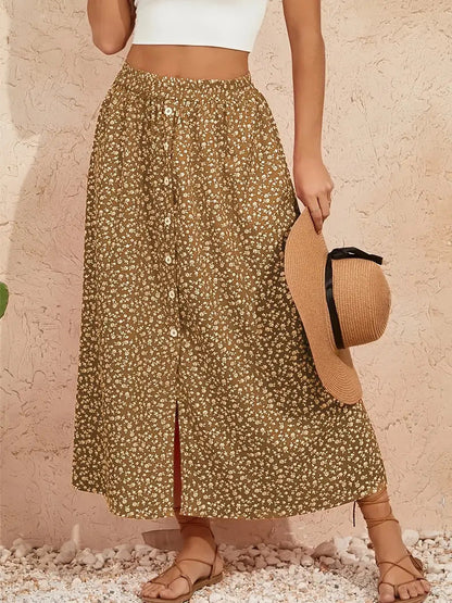 Pastoral Floral A-Line Skirt by Greta 