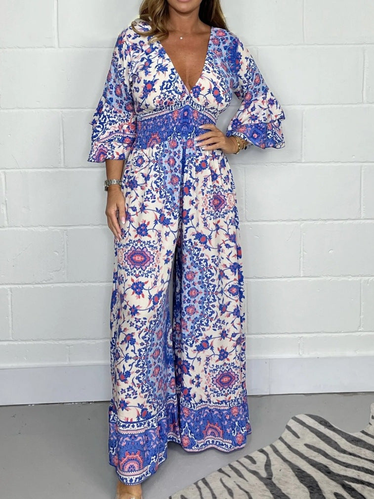 Boho Printed Greta  Plus Size Jumpsuit