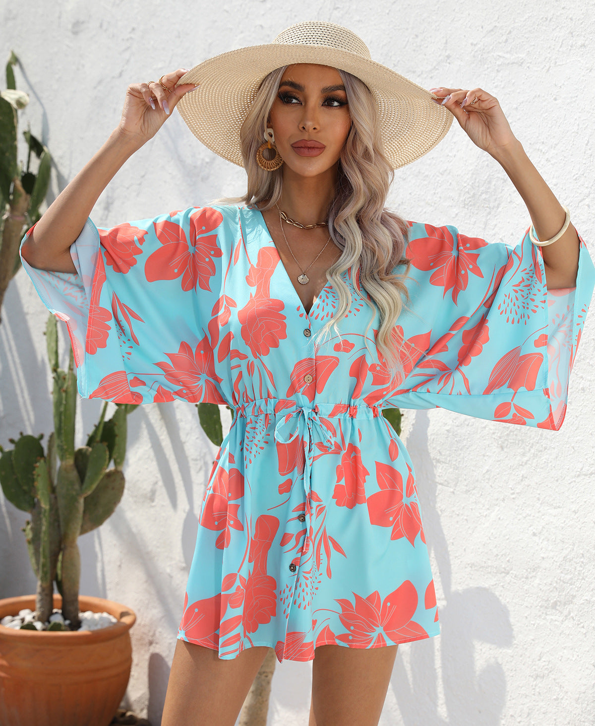 Leaf Print Summer Dress by Greta 