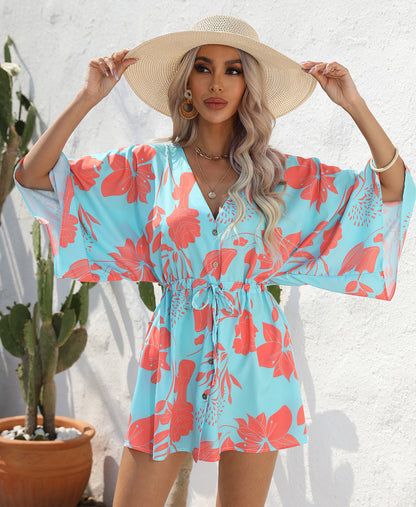 Leaf Print Summer Dress by Greta 