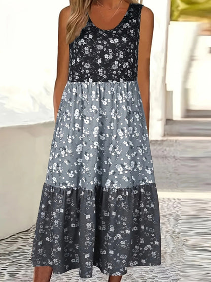 Floral Tiered Greta  Casual Vest Dress