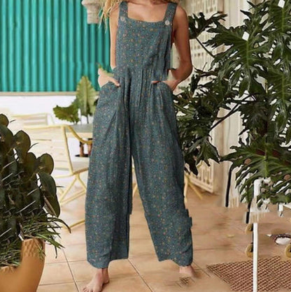 Floral Patchwork Greta  Suspender Jumpsuit