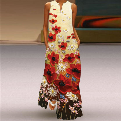 Vibrant Printed Maxi Dress Greta  Sleeveless
