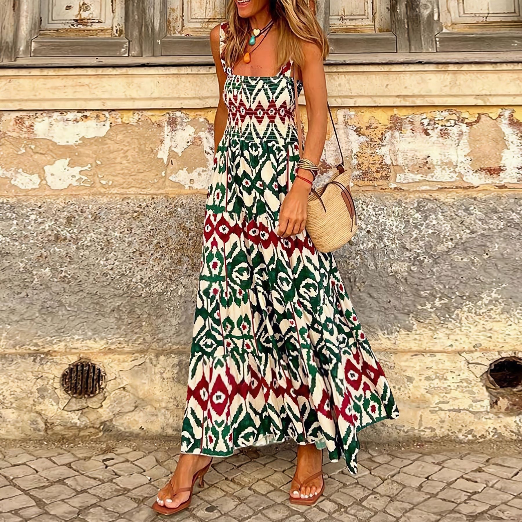 Elegant Floral Strap Dress by Greta 