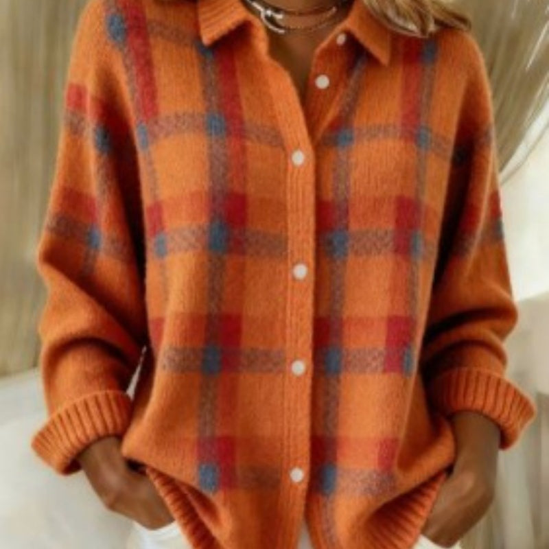 Cozy Stripe Cardigan Blouse by Greta 