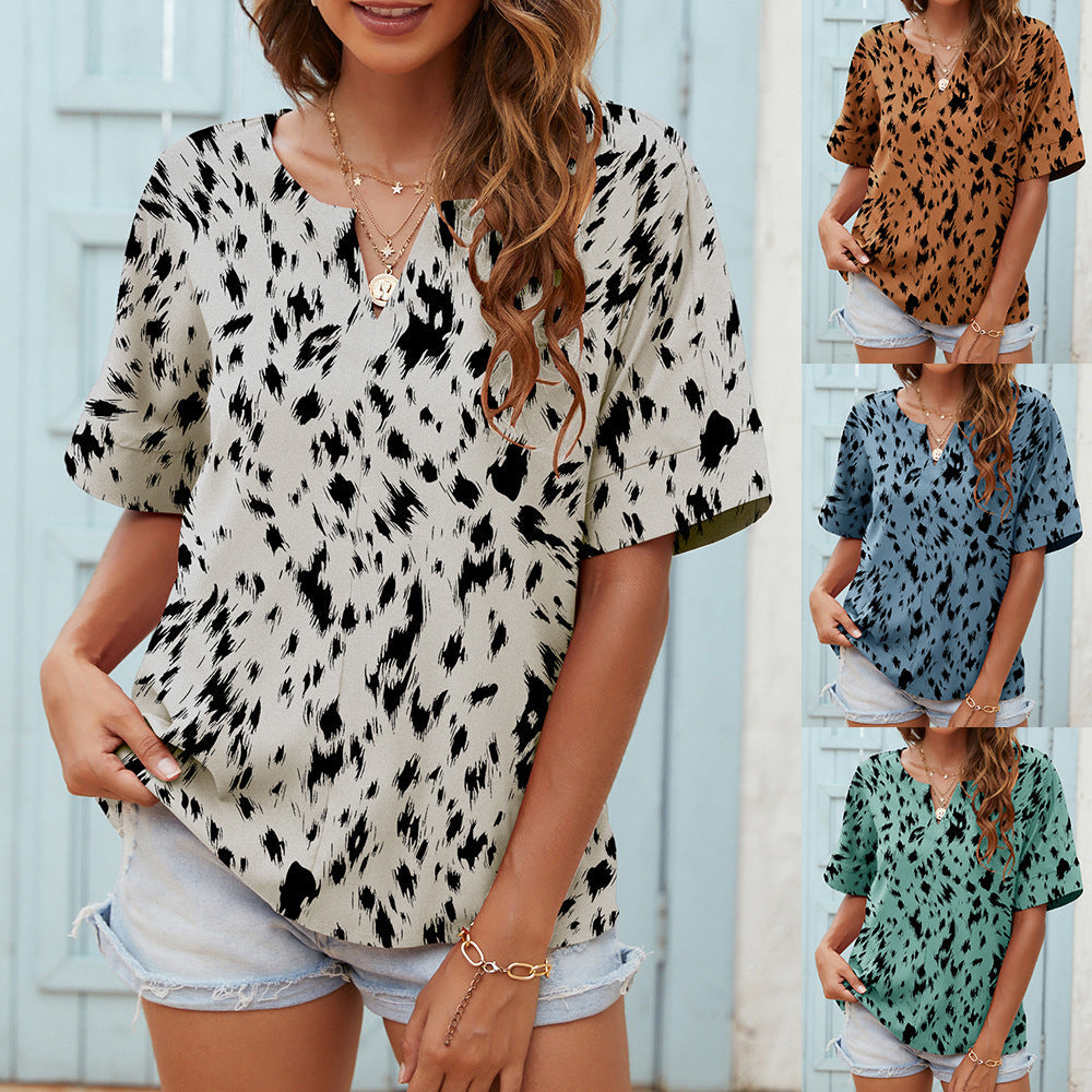 Printed V-Neck Everyday Top by Greta 