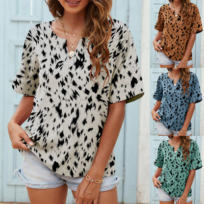 Printed V-Neck Everyday Top by Greta 