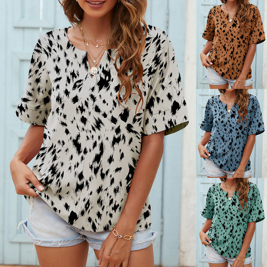 Printed V-Neck Everyday Top by Greta 