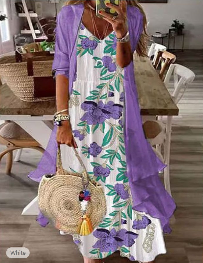 Floral Print Greta  Summer Two-Piece Dress Set