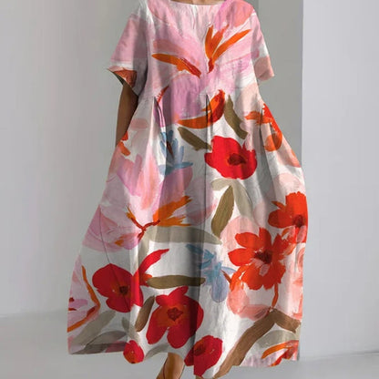 Artful Floral Greta  Summer Midi Dress