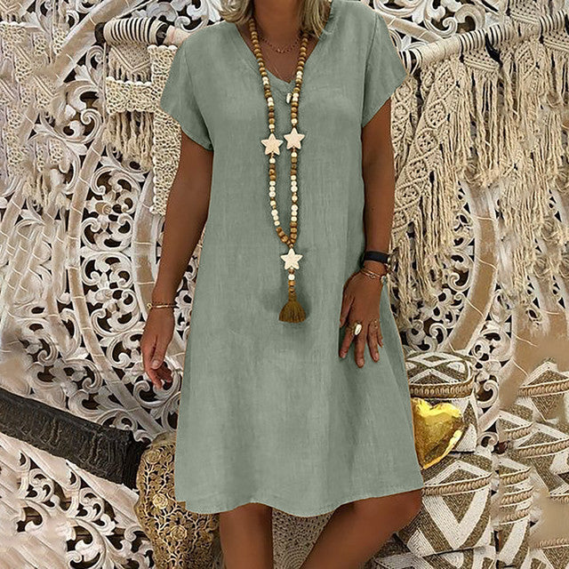Vibrant V-Neck Everyday Dress by Greta 