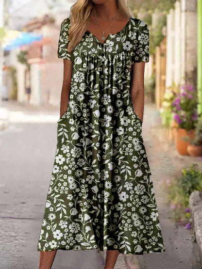 Artful 3D Print Dress by Greta , Short Sleeve