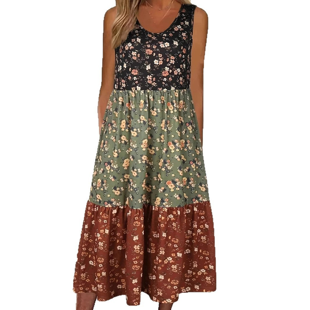 Floral Tiered Greta  Casual Vest Dress